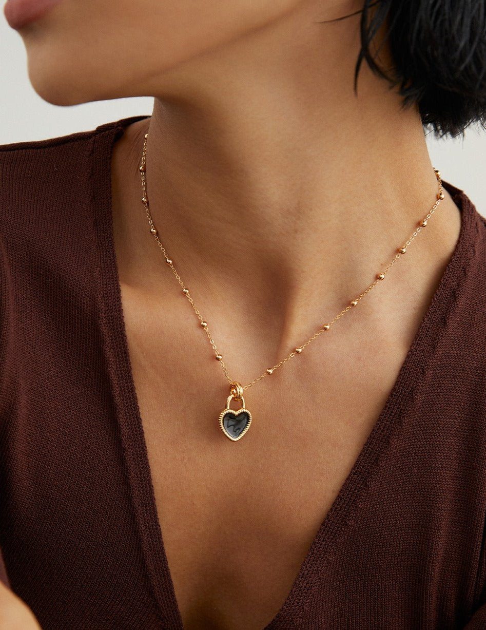 Heart necklace with Love Drip Glaze pendant