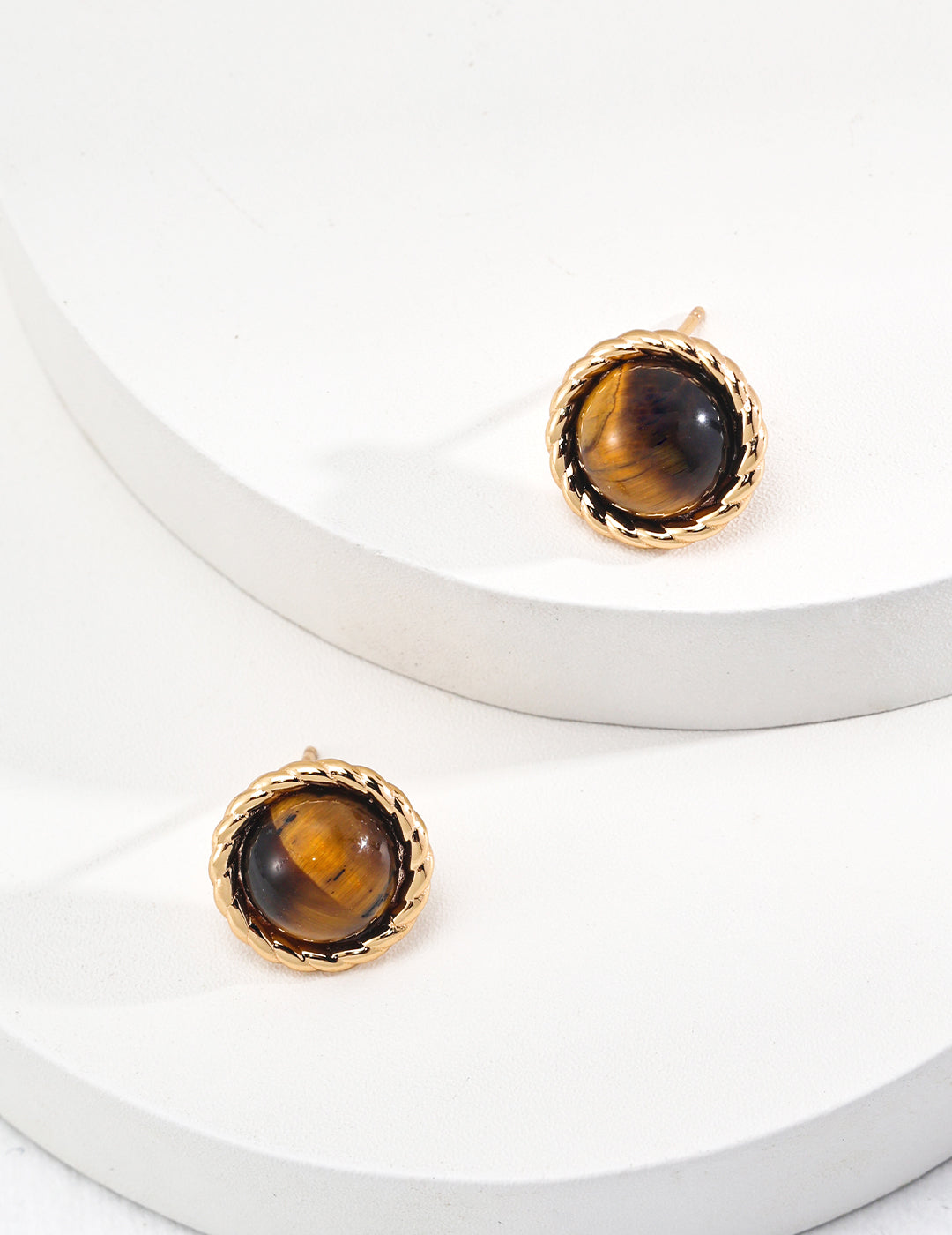 Inspiration - Tiger Eye Stone Stud Earrings