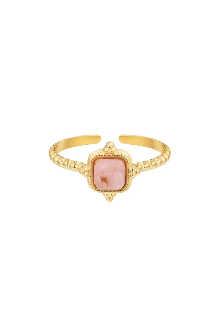 Ring Vintage quadratisch - rosa