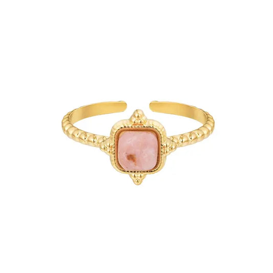 Ring Vintage quadratisch - rosa