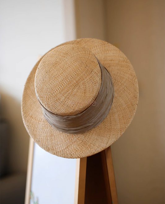 Sonnenhut 100% handmade Naturstrohhut mit breiter Krempe