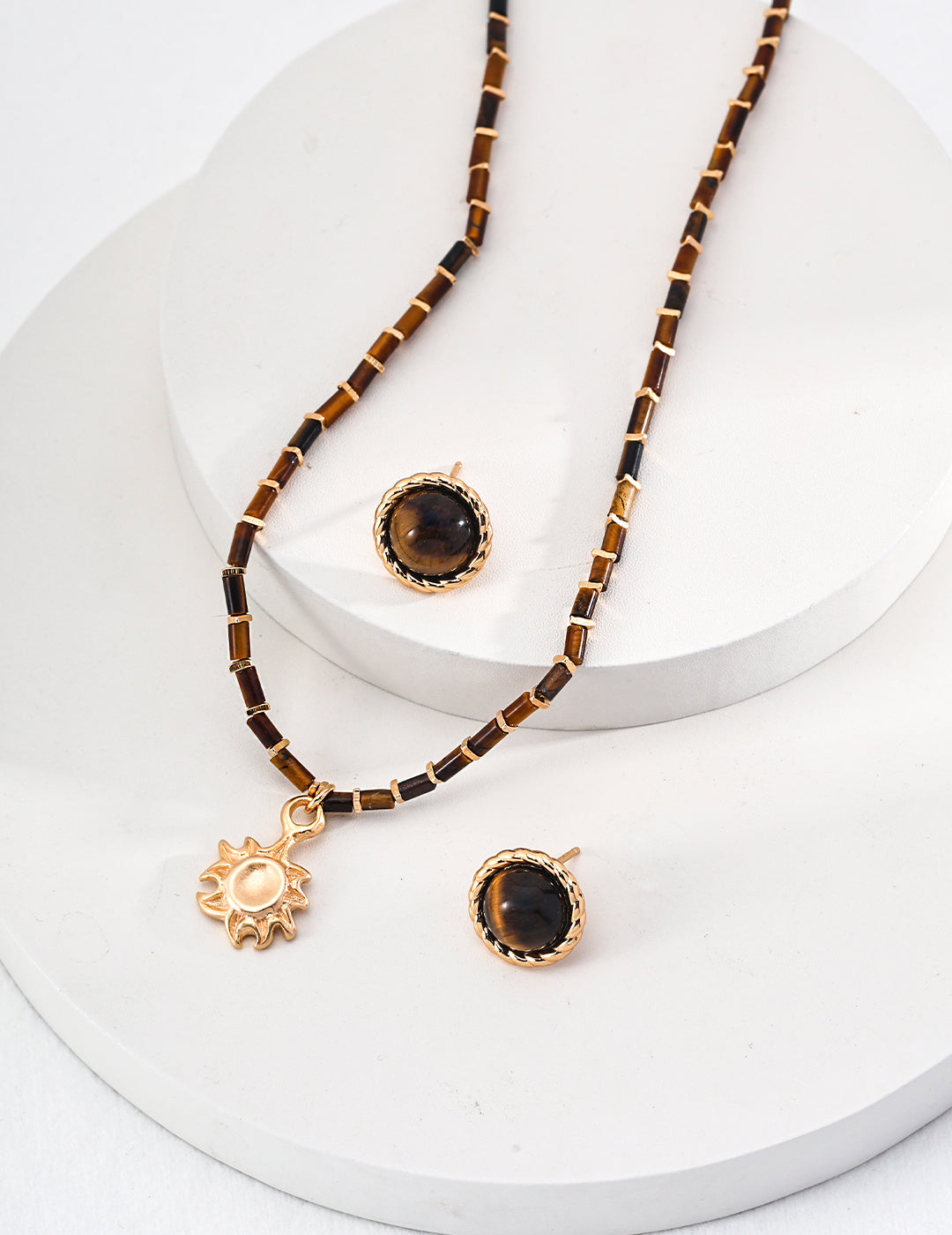 Mascarene - Necklace with sun pendant made of tiger eye stone