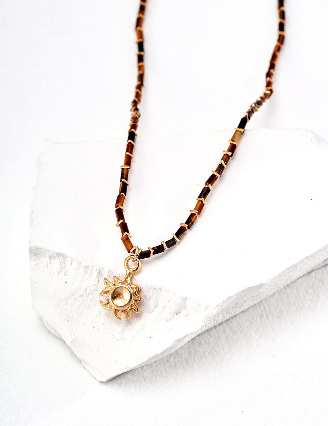 Mascarene - Necklace with sun pendant made of tiger eye stone